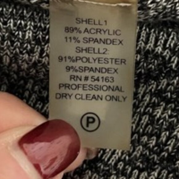 Calvin Klein 2X Grey White Black Marled Scuba Contrast 1/2 -3/4 Sleeve Dress - Picture 5 of 5